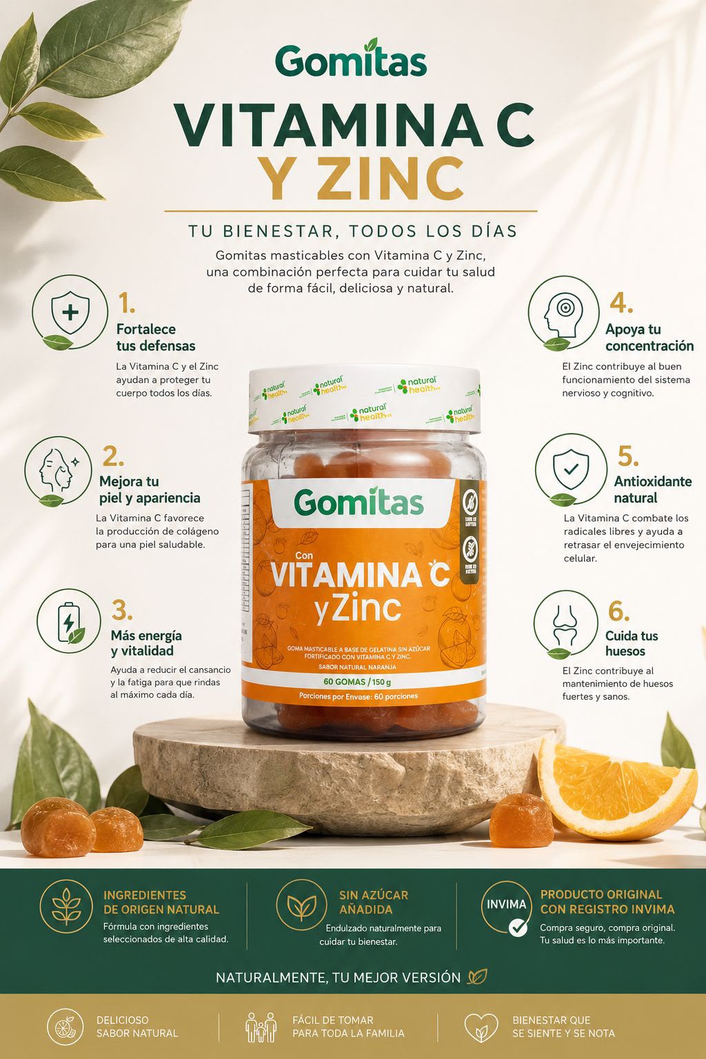 NATURAL HEALTH VITAMINA C *60 GOMITAS