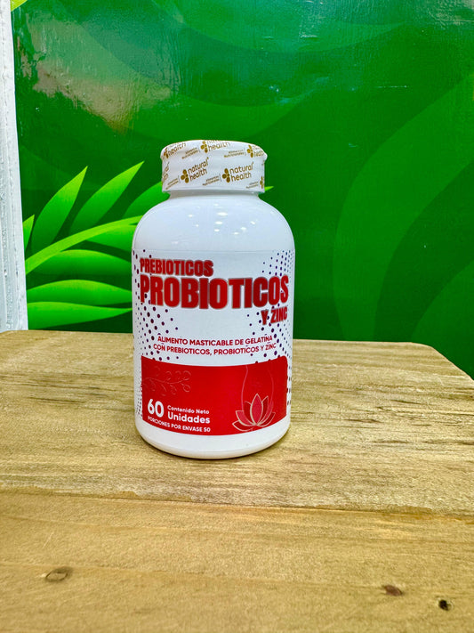 NATURAL HEALTH PREBIOTICOS PROBIOTICOS ZINC *60 UND