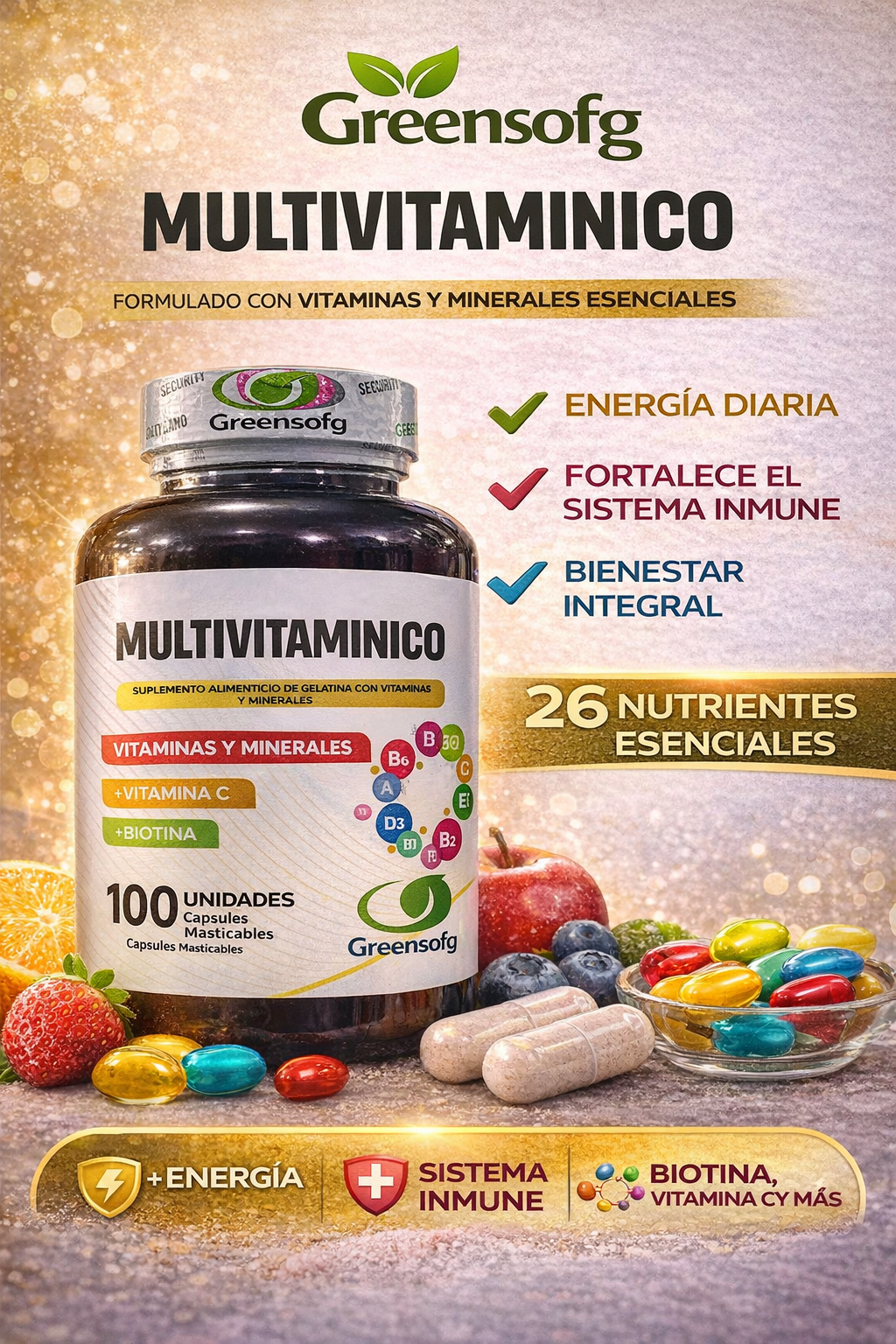 GREENSOFG MULTIVITAMINICO *100 UND