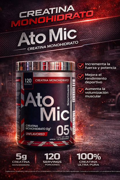 SMART MUSCLE CREATINA MONOHIDRATADA ATOMIC *120 SERVICIOS