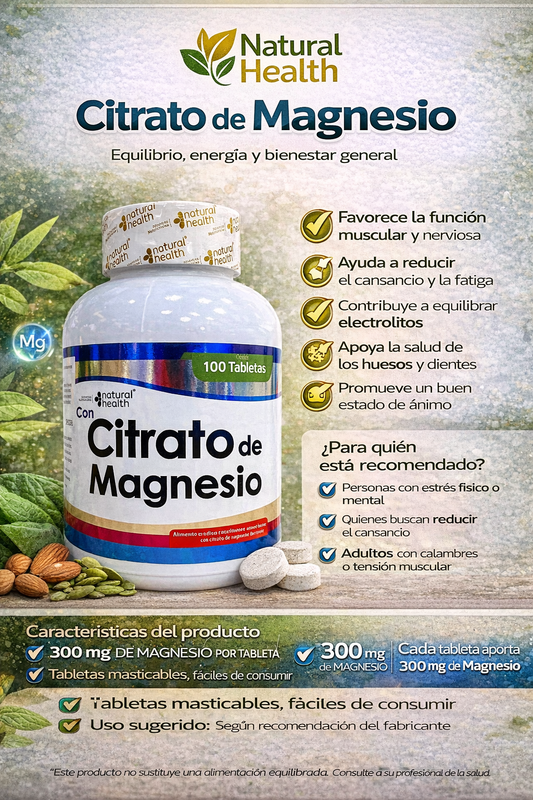 NATURAL HEALTH CITRATO DE MAGNESIO *100 UND