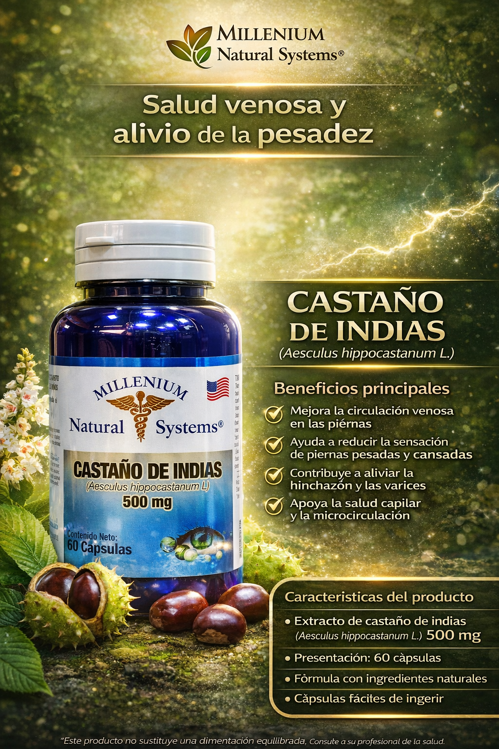 MILLENIUM NATURAL SYSTEM CASTAÑO DE INDIAS *60 CAPSULAS