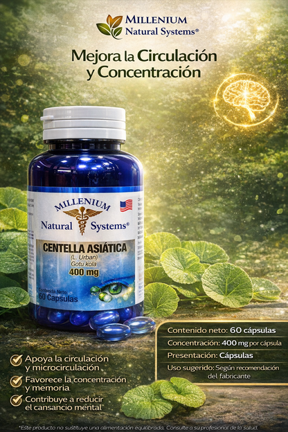 MILLENIUM NATURAL SYSTEM CENTELLA ASIATICA 400 MG *60 CAPSULAS