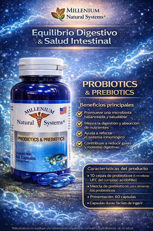 MILLENIUM NATURAL SYSTEM PREBIOTICOS PROBIOTICOS *60 CAPSULAS