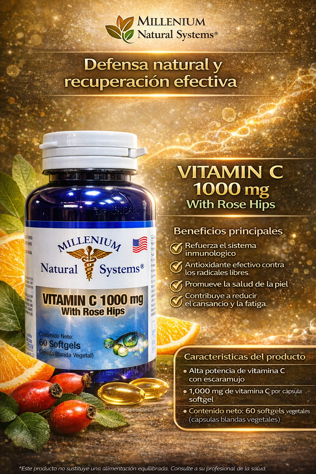 MILLENIUM NATURAL SYSTEM VITAMINA C 1000 MG *60 CAPSULAS