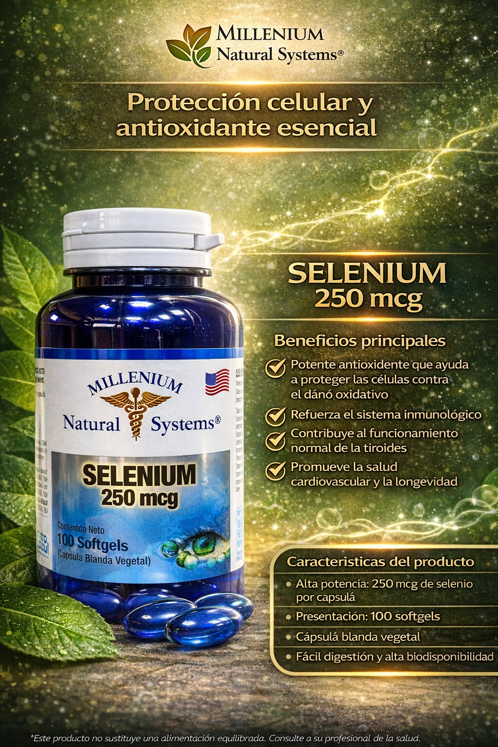 MILLENIUM NATURAL SYSTEM SELENIUM 250 MCG *100 CAPSULAS