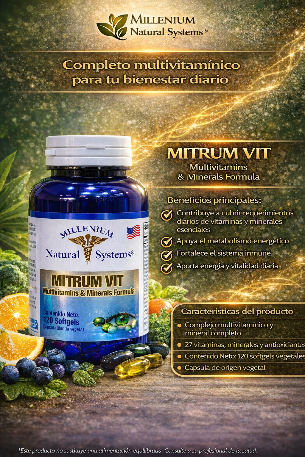 MILLENIUM NATURAL SYSTEM MITRUM VIT MULTIVITAMINICO *120 CAPSULAS