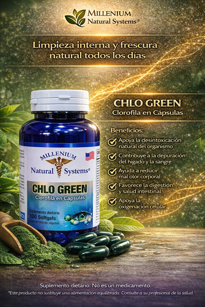 MILLENIUM NATURAL SYSTEM CHLO GREEN CLOROFILA *100 CAPSULAS