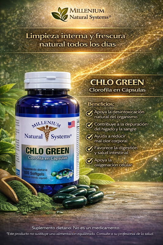 MILLENIUM NATURAL SYSTEM CHLO GREEN CLOROFILA *100 CAPSULAS