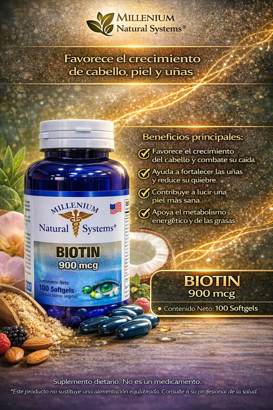 MILLENIUM NATURAL SYSTEM BIOTIN 900 MCG *100 CAPSULAS