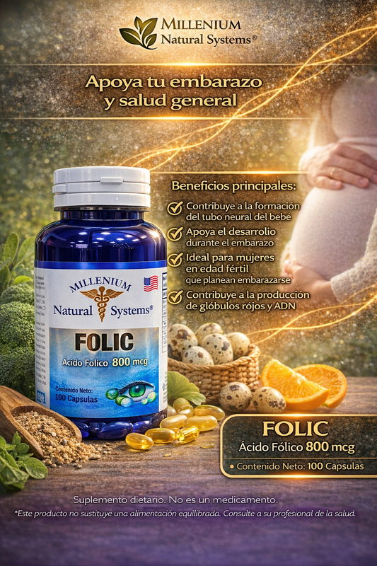 MILLENIUM NATURAL SYSTEM ACIDO FOLICO 800 MG *100 CAPSULAS