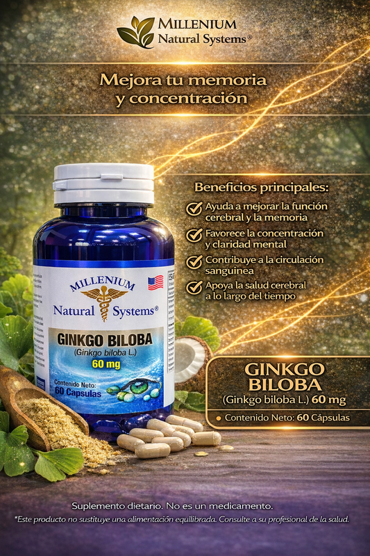 MILLENIUM NATURAL SYSTEM GINKGO BILOBA 60 MG *60 CAPSULAS