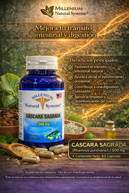 MILLENIUM NATURAL SYSTEM CASCARA SAGRADA 500 MG *60 CAPSULAS