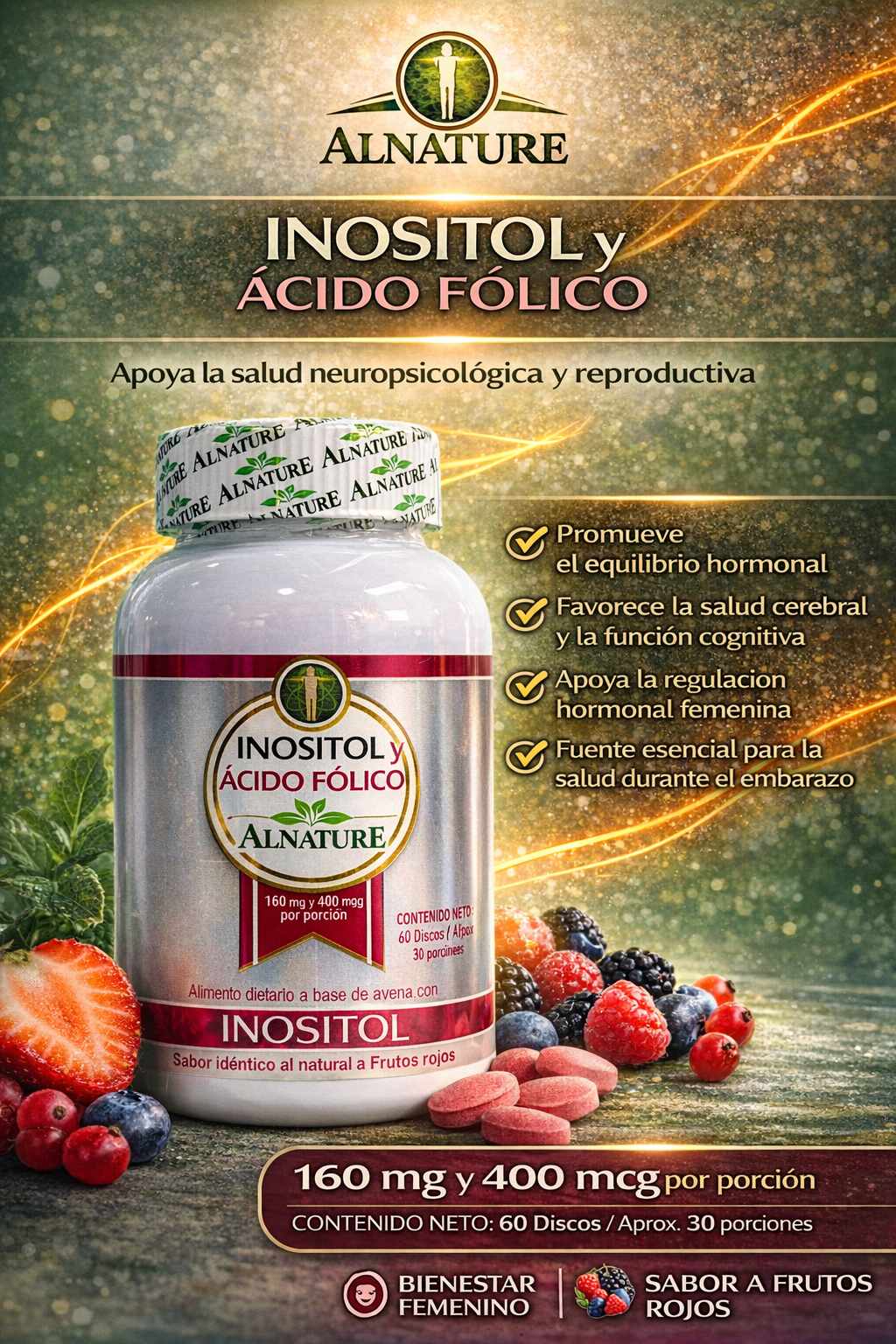ALNATURE IMPROFARME INOSITOL Y ACIDO FOLICO *60 DISCOS