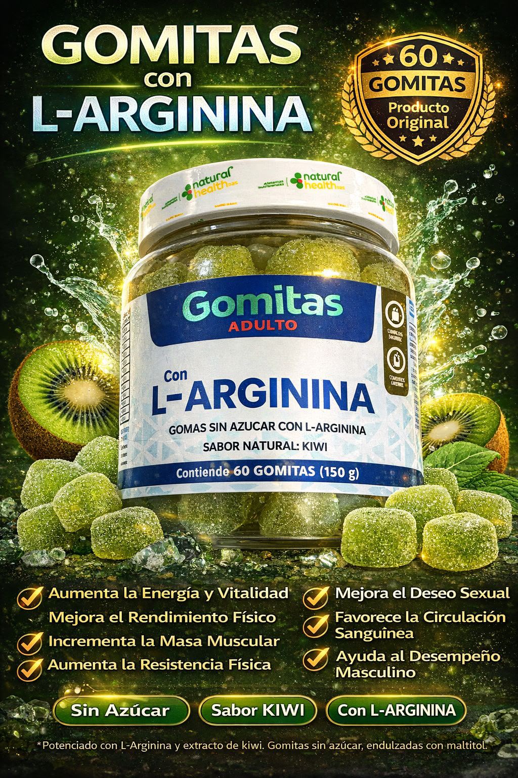 NATURAL HEALTH L-ARGININA X60 GOMITAS