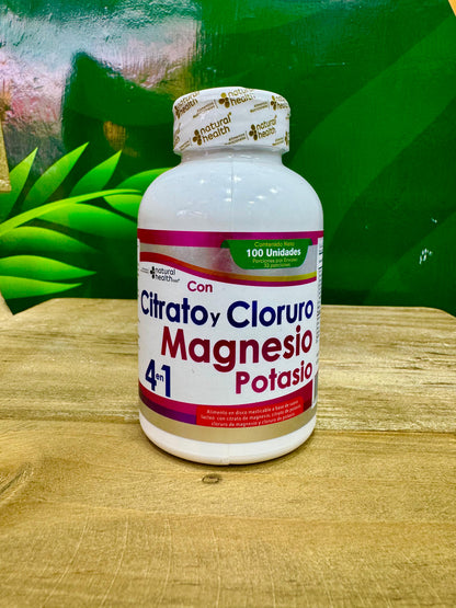 NATURAL HEALTH CITRATO CLORURO MAGNESIO POTASIO *100 UND